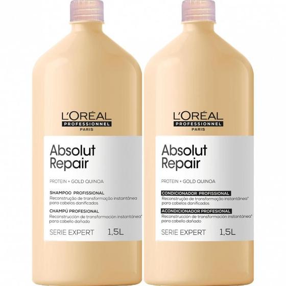 Kit loreal absolut repair gold quinoa shampoo e condicionador 1500 ml cada