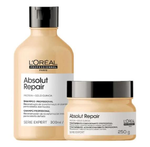 Imagem de Kit Loréal Absolut Repair Gold Quinoa Shampoo+ Máscara Pq