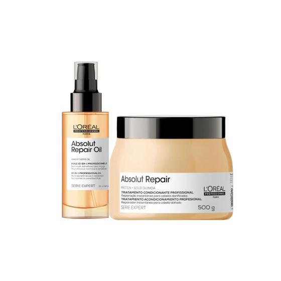 Kit loreal absolut repair gold serum 90ml + mascara 500g Kit de Tratamento para Cabelos