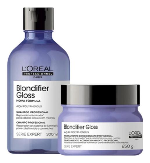 Imagem de Kit Loréal Blondifier Gloss Shampoo 300mls + Máscara 250gr