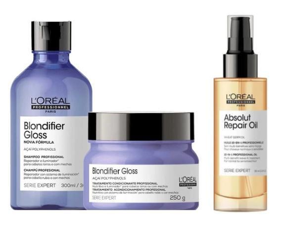 Imagem de Kit LOréal Blondifier - Shampoo 300ml + Máscara 250g + Óleo 10-in-1 90ml