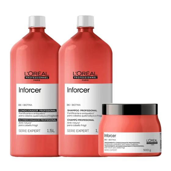 Imagem de Kit loreal inforcer sh1500ml+cond1500ml+masc500g