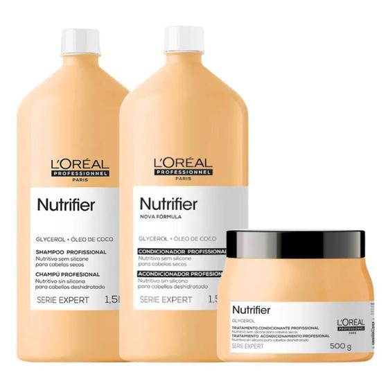 Imagem de Kit loreal nutrifier shampoo 1.5l+condicionador 1.5l+mascara 500g