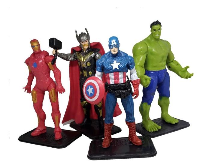 Imagem de Kit Lote De Bonecos Miniaturas Marvel hulk Thor homem de ferro Vingadores