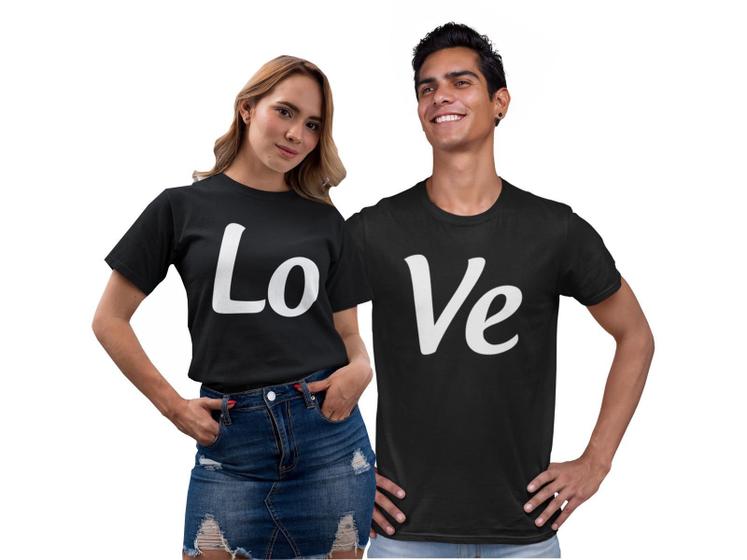 Imagem de Kit Love Com 2 Camisas Camisetas Dia Dos Namorados Casal Preta
