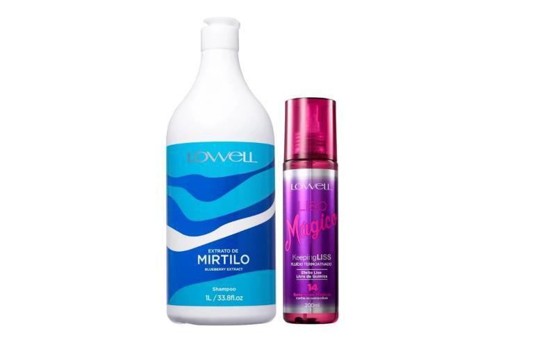 Imagem de Kit Lowell Liso Mágico Fluído 200ml + Extrato de Mirtilo Sh 1L