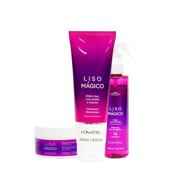 Imagem de Kit Lowell Liso Mágico Shampoo Máscara Fluído (3 produtos)