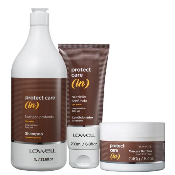 Imagem de Kit Lowell  Protect  Shampoo 1L  Condicionador 200ml  Máscara 240g