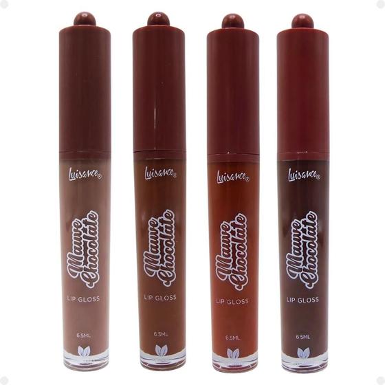 Imagem de Kit Luisance Mauve Chocolate: 4 Lip Gloss Labial Cores 1, 2, 3 e 4