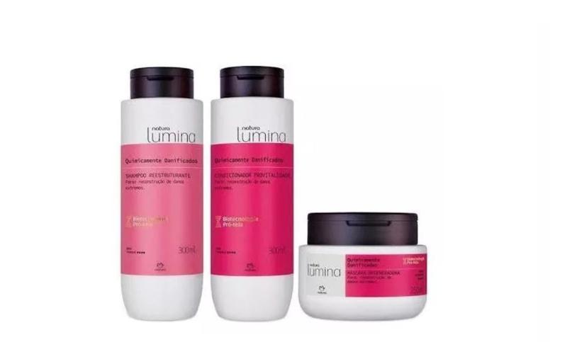 Imagem de kit Lumina cabelos químicamente danificados  shampoo+condicionador +máscara