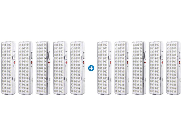 Imagem de Kit Luminária de Emergência 10 Unidades 60 LEDs