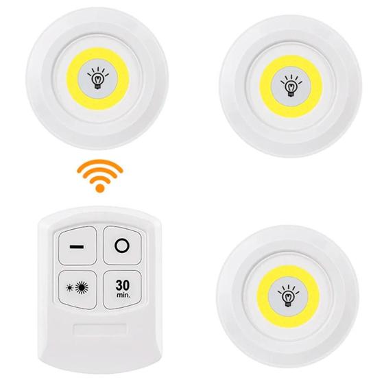 Imagem de Kit Luminária Led 3 Spots Sem Fio Controle À Distância