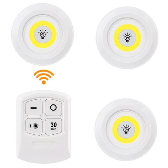 Imagem de Kit Luminária Led 3 Spots Sem Fio Controle à Distância