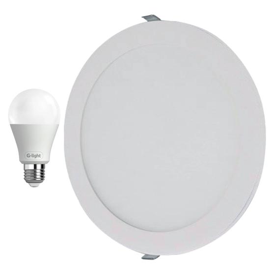 Kit Luminária Led De Teto 24W Embutir Redonda 6500K Bivolt Com Lâmpada