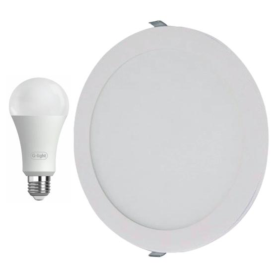 Kit Luminária Led De Teto 24W Embutir Redonda 6500K Bivolt Com Lâmpada