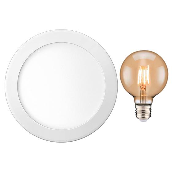 Kit Luminária Led De Teto 24W Embutir Redonda 6500K Bivolt Com Lâmpada