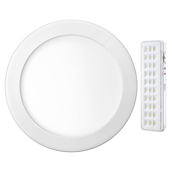 Kit Luminária Led De Teto 24W Embutir Redonda 6500K Bivolt Com