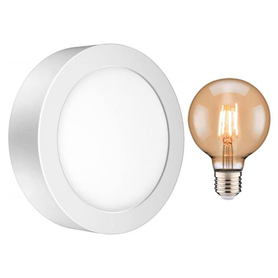 Kit Luminária Led De Teto 24W Sobrepor Redonda 6500K Bivolt Com Lâmpada