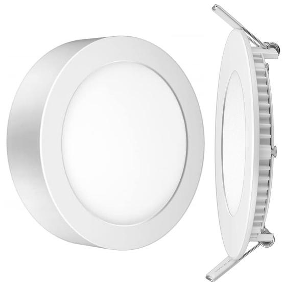 Kit Luminária Led De Teto 24W Sobrepor Redonda 6500K Bivolt Com Painel