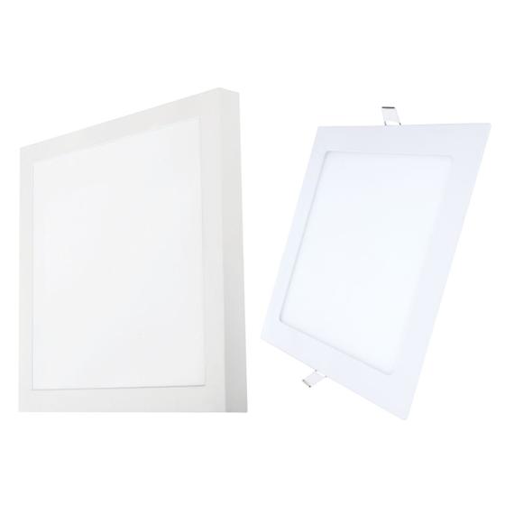 Kit Luminária Led De Teto Embutir 18W Quadrada 6500K Bivolt C/ Painel Plafon 24W Sobrepor