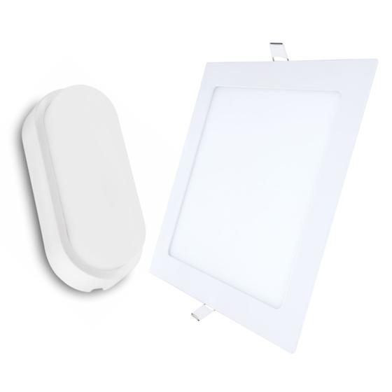 Kit Luminária Led De Teto Embutir 18W Quadrada 6500K Bivolt Com