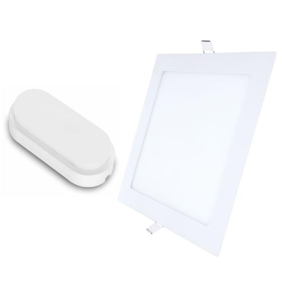 Kit Luminária Led De Teto Embutir 18W Quadrada 6500K Bivolt Com