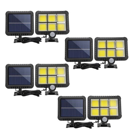 Kit Luminária Solar 120 Leds Luz De Jardim Para Parede Com Sensor De