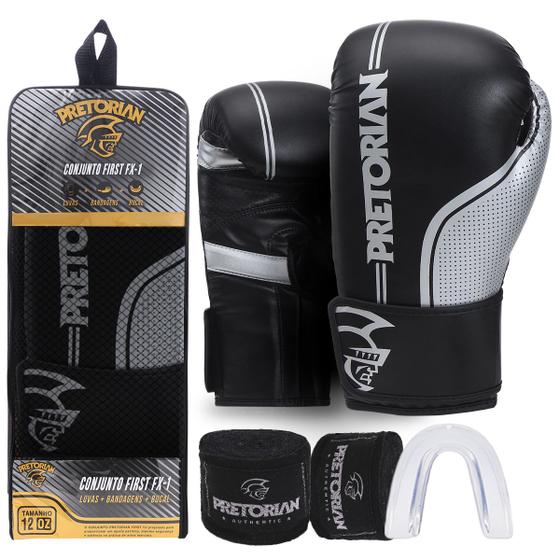 Imagem de Kit Luva de Boxe e Muay Thai First FX1 Pretorian