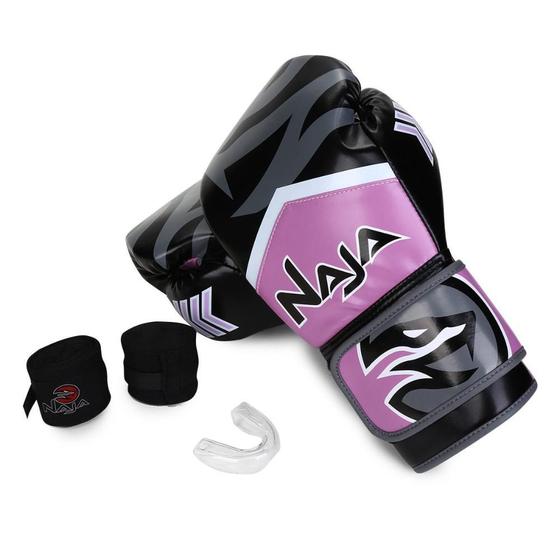 Imagem de Kit Luva de Boxe / Muay Thai Naja New Extreme + Bandagem + Protetor Bucal 10 Oz