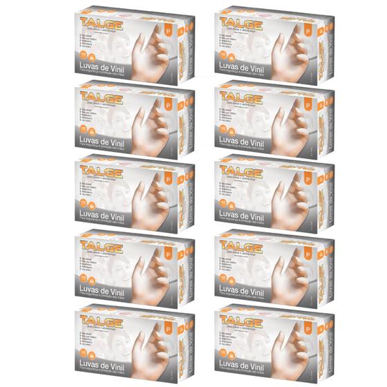 Imagem de Kit Luva De Vinil Talge Tam. M Com Pó - 10 Caixas Com 100 Unidades Cada
