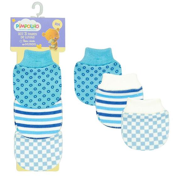 Imagem de Kit Luva Luvinha Recém Nascido Bebê Com 3 Pares Estampada - Pimpolho