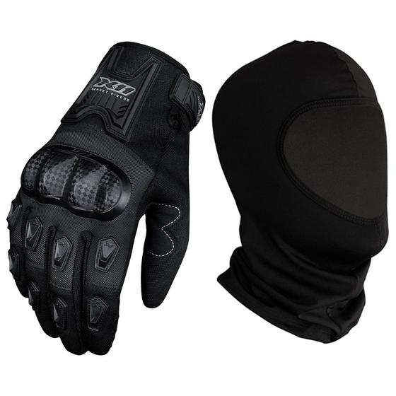 Imagem de Kit Luva X11 Blackout 2 Feminina Com Touchscreen Com Proteção Motociclista + Balaclava