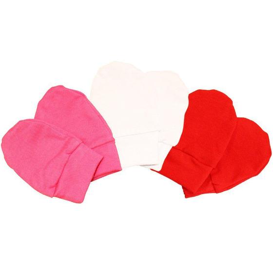 Imagem de Kit Luvinhas Baby Malha Pink - Vermelho - Branco 3 Peças