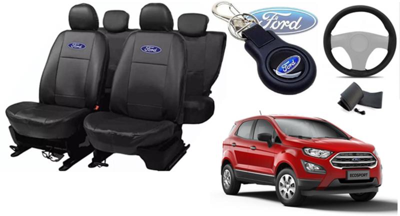 Kit Luxo Couro EcoSport 2020-2021 + Capas, Volante e Chaveiro - Personalize Agora - Iron Tech Imagem de Kit Luxo Couro EcoSport 2020-2021 + Capas, Volante e Chaveiro - Personalize Agora