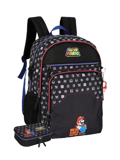 Imagem de Kit Luxo Super Mario Mochila Costa+Lancheira - Preto