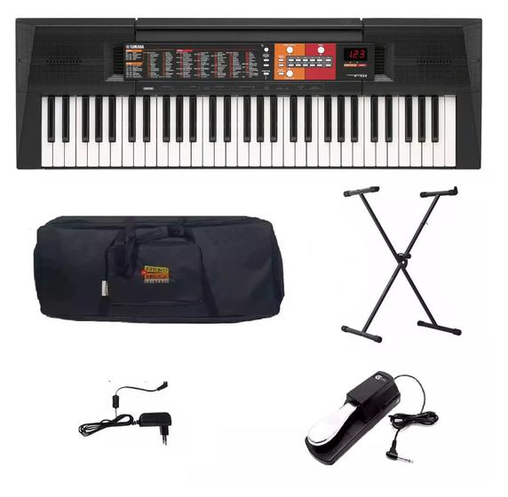 Kit Luxo Teclado Yamaha PSR F51 com Fonte Bivolt Menor preço em Kit Luxo Teclado Yamaha PSR F51 com Fonte Bivolt