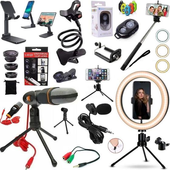 Imagem de Kit Luz Led Hing Light + Tripé Microfone Acessórios Suporte P/ Celular Youtuber Tiktok