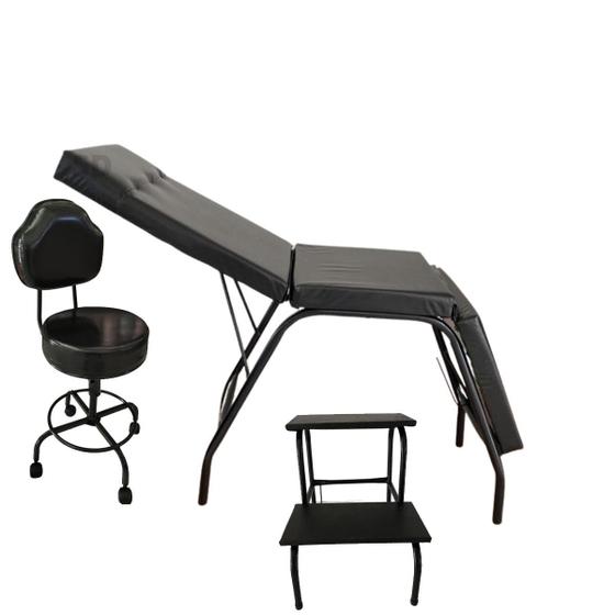 Imagem de kit maca portátil + escada + cadeira mocho c/ regulagem