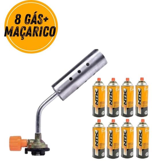 Imagem de Kit maçarico para solda portatil maxchama turbo  manual globlamix - gt6049 + 8 refil nautika 227g