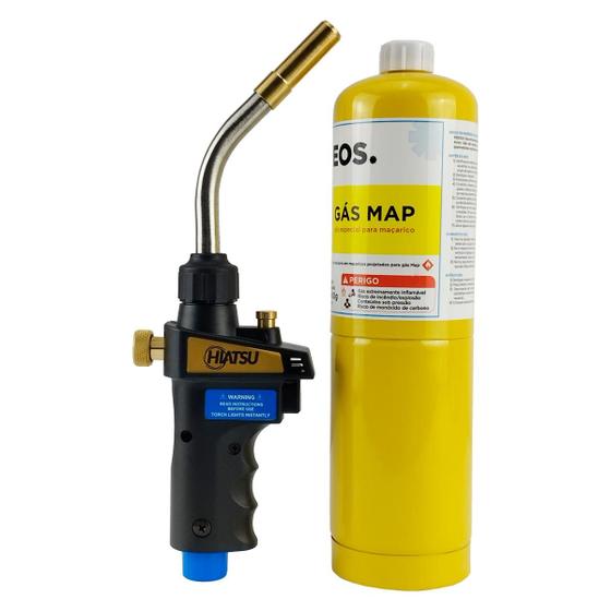 Imagem de Kit Maçarico Turbo Hand Torch Hiatsu jh-6st com Acendimento Automático + Gás Mapp para Maçarico 400g