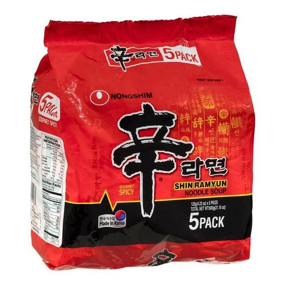 Imagem de Kit Macarrão Oriental Lamen Shin Ramyun Carne e Legumes 110g  - 5 Pacotes