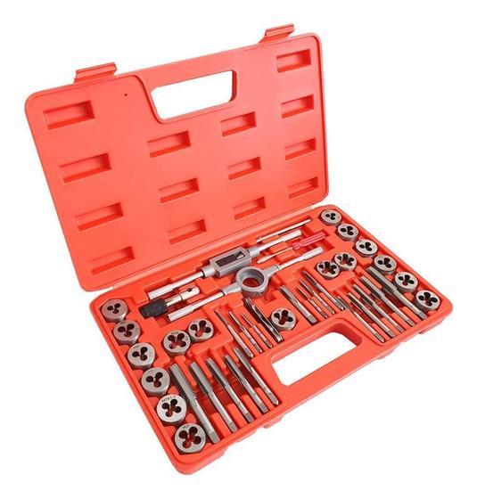 Imagem de Kit Macho E Tarraxa Manual Cossinete Kit Maleta E 40 Peças