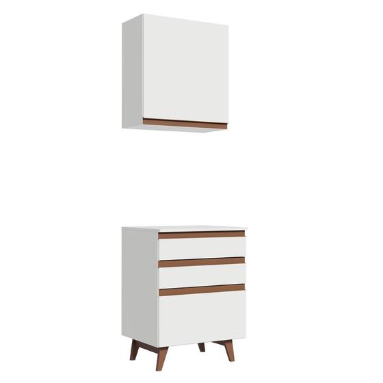 Kit Madesa Reims 60 cm com Armário Aéreo e Balcão com 3 Gavetas - Branco Menor preço em Kit Madesa Reims 60 cm com Armário Aéreo e Balcão com 3 Gavetas - Branco