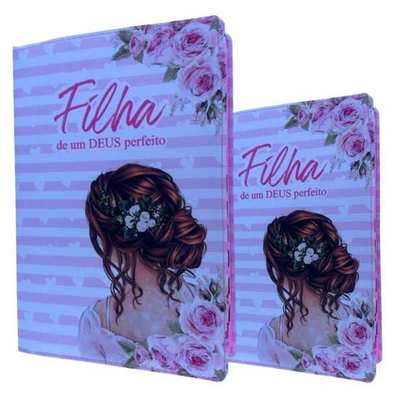 Imagem de Kit Mãe e Filha capa Filha de um Deus perfeito Com Harpa e indice ARC
