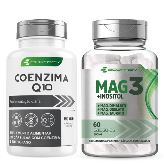 Imagem de Kit Mag3 Dimalato Taurato Quelato + Coenzima Q10 Ubiquinol 120Cáps