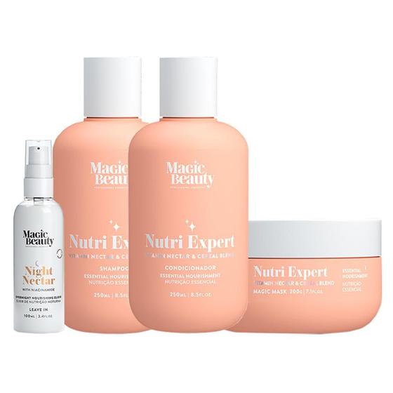 Imagem de Kit Magic Beauty Nutri Expert Vitamin Nectar - Shampoo 250 ml + Condicionador 250 ml+ Máscara 200 g + Night Nectar 100 ml