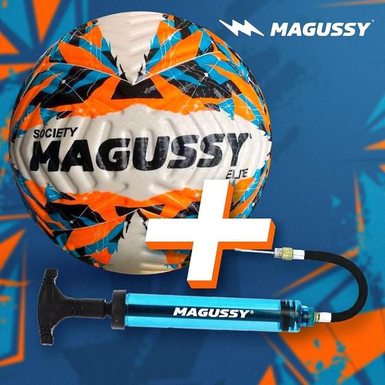 Imagem de Kit Magussy  Bola de Futebol Society + Bomba de Ar Dupla Ação!