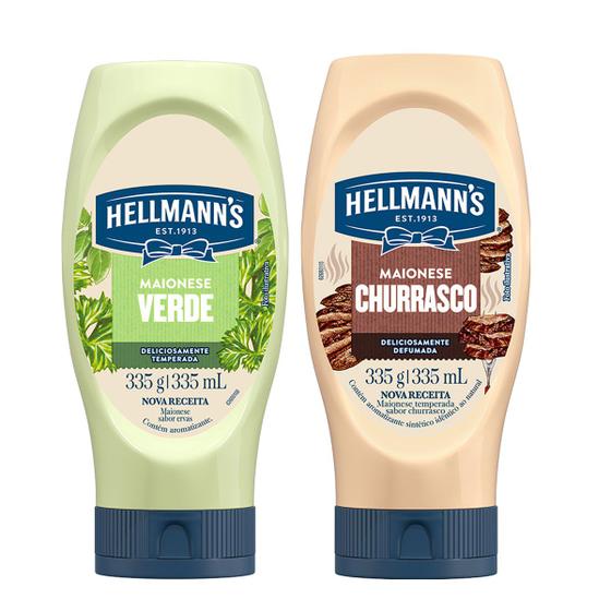 Imagem de Kit Maionese Maionese Temperada Churrasco E Maionese Verde Ervas Hellmann'S Squeeze 335G