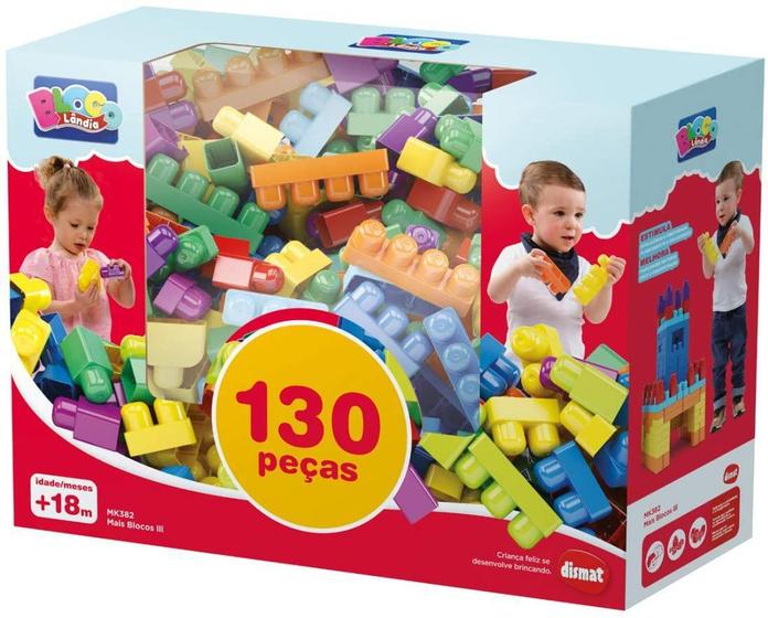 Kit mais blocos de montar 130 peças Menor preço em Kit mais blocos de montar 130 peças