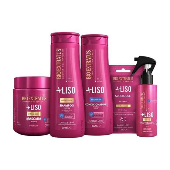 Imagem de Kit Mais Liso completo 1 Shamp 1 Cond 1 Máscara 250ml 1 Spray 1 Dose